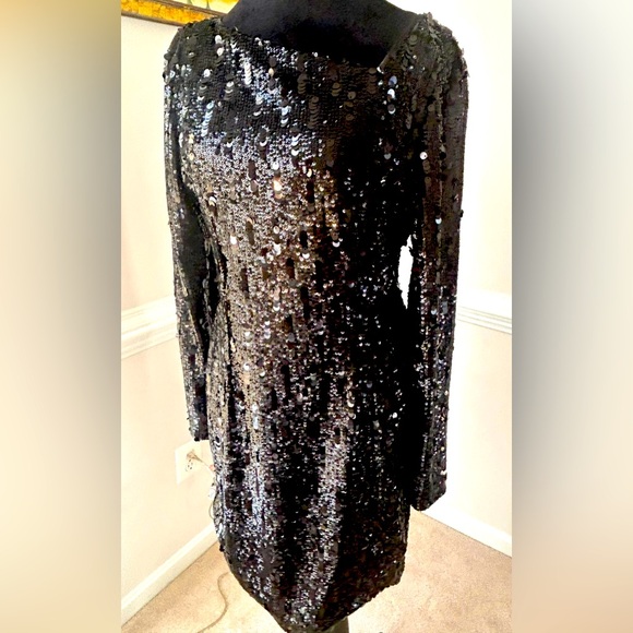 VIVIENNE HU Shift Sequence Dress Black Size 8 - Picture 5 of 11